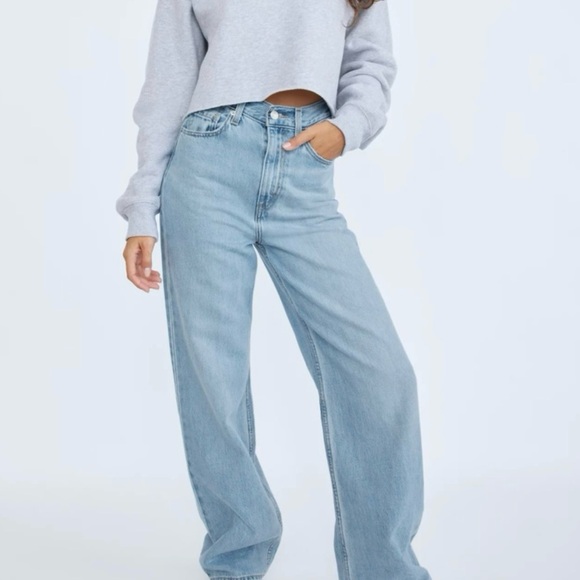 Levis Premium High Loose Light Wash Blue Wide Leg Jeans Size 27 - Picture 10 of 11